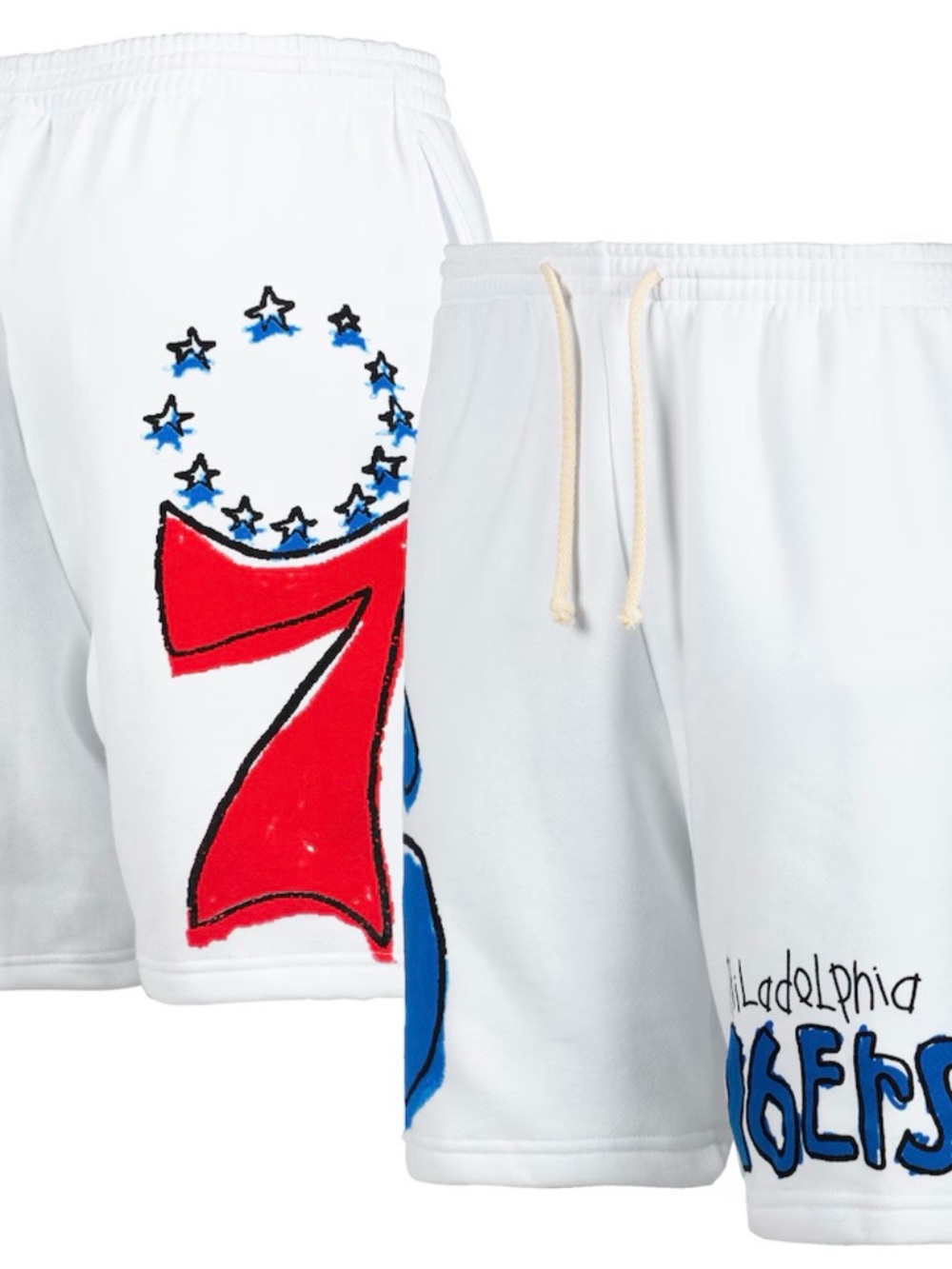 White 76ers Sweat Shorts